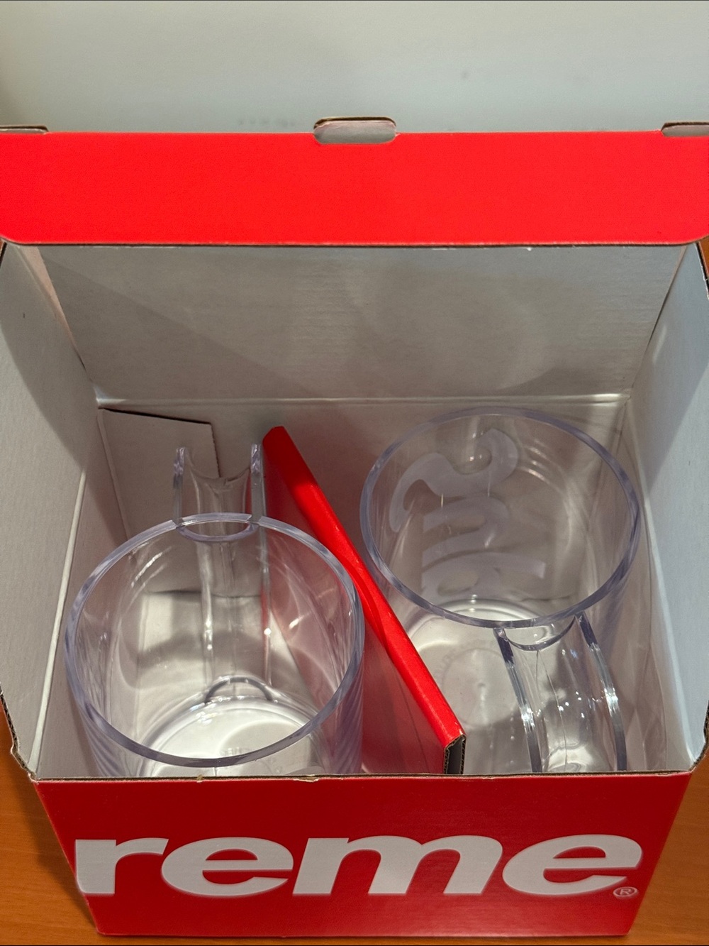 Supreme Heller clear plastic stacking mugs set of 2